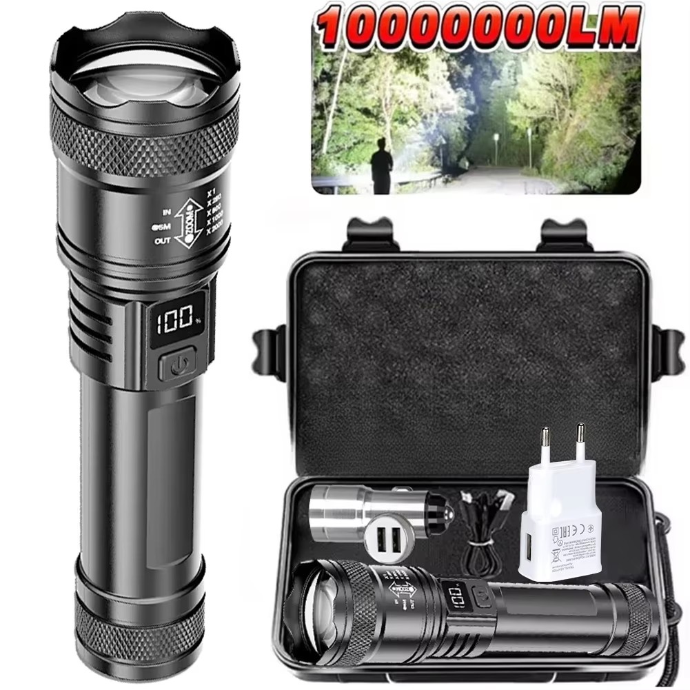 Tactical Flashlight Rechargeable - 100000LM Super Bright Zaklamp Type-C Oplaadbare