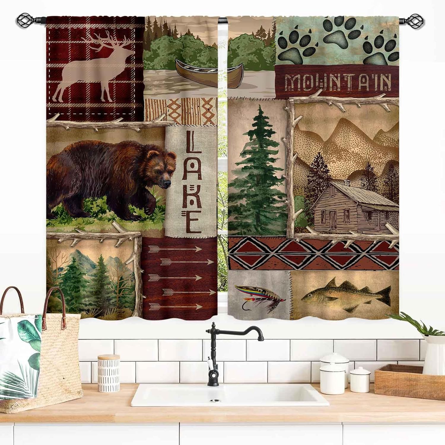 Outdoor Hunting Youtube - Decoratief natuur-wildernis gordijnpaneel polyester rustieke hut