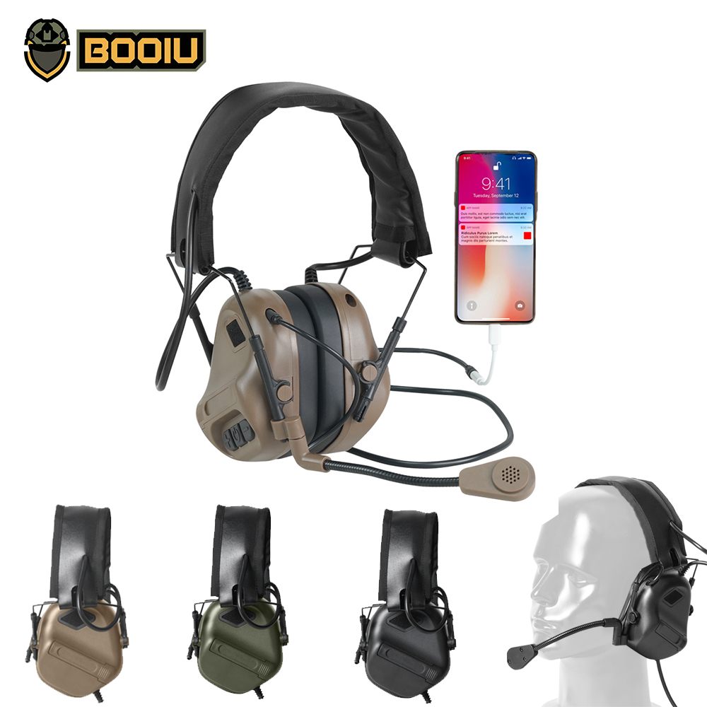 Shooting Ear Muff - BOOIU Tactische elektronische schietheadset 3,5 mm