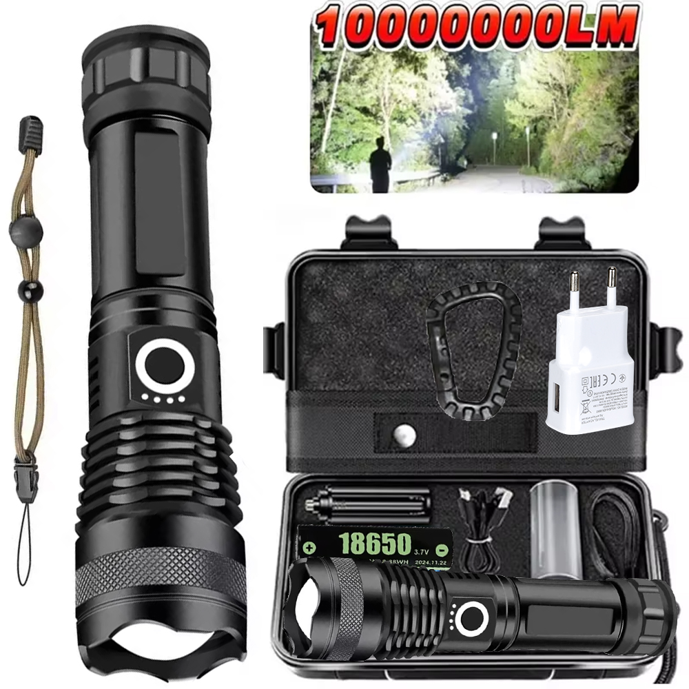 Tactical Flashlight Rechargeable - Krachtige LED-zaklamp Oplaadbare 5-modus aluminium telescopische